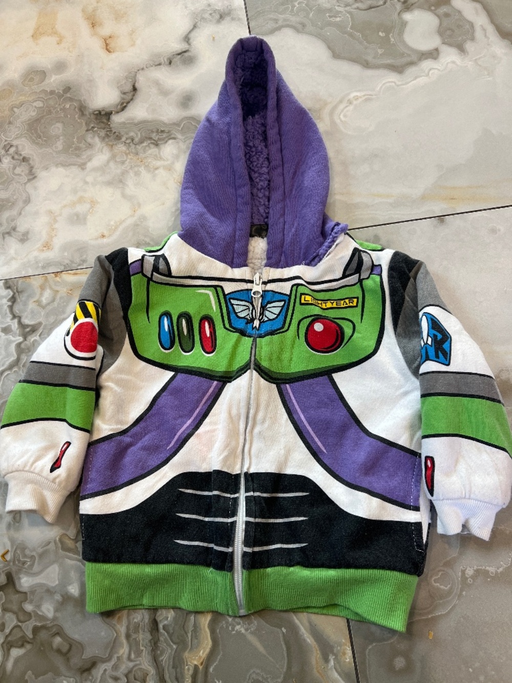 Disney Toy Story Buzz Lightyear Costume Zip Up Hoodie Sherpa Lined Jacket